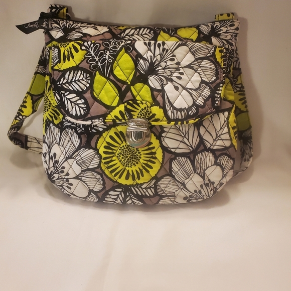 Vera Bradley Crossbody Saddle Bag With Matching Strap Wallet Citron Lime 11'x10" - Picture 2 of 8